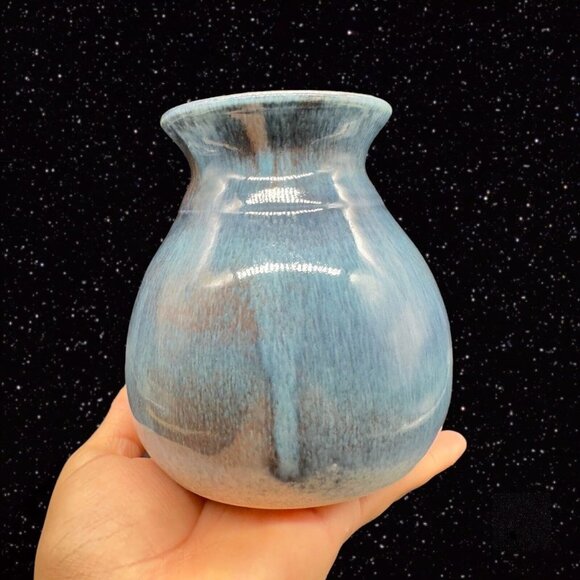 Vintage Arkansas Dryden Pottery Origional Ozark Frontier Blue Drip Glaze 5.5”T - Picture 1 of 8